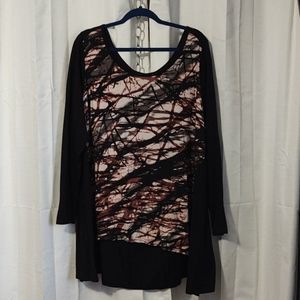 Abstract print Hi-Lo long sleeve top